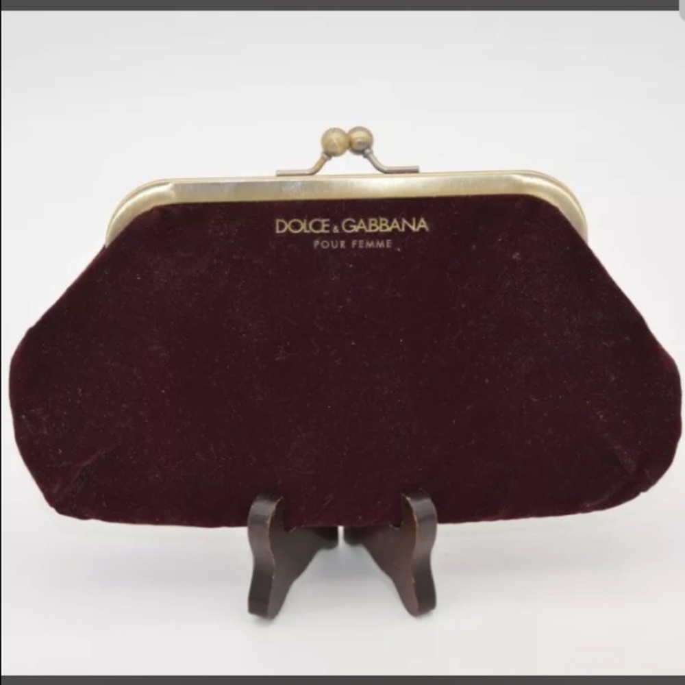 Authentic DOLCE & GABBANA BURGUNDY VELVET CLUTCH